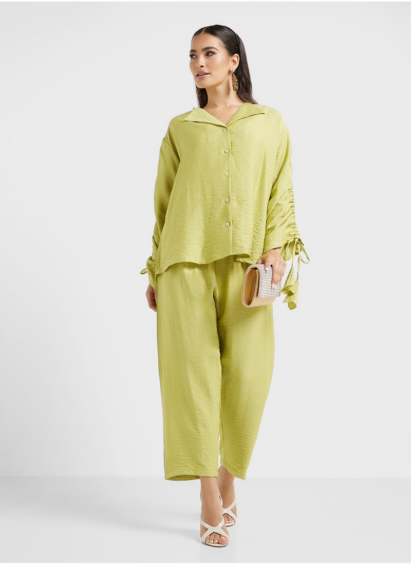 hayas closet - Drawstrings Stylish Blouse & Pants Set - Image 1