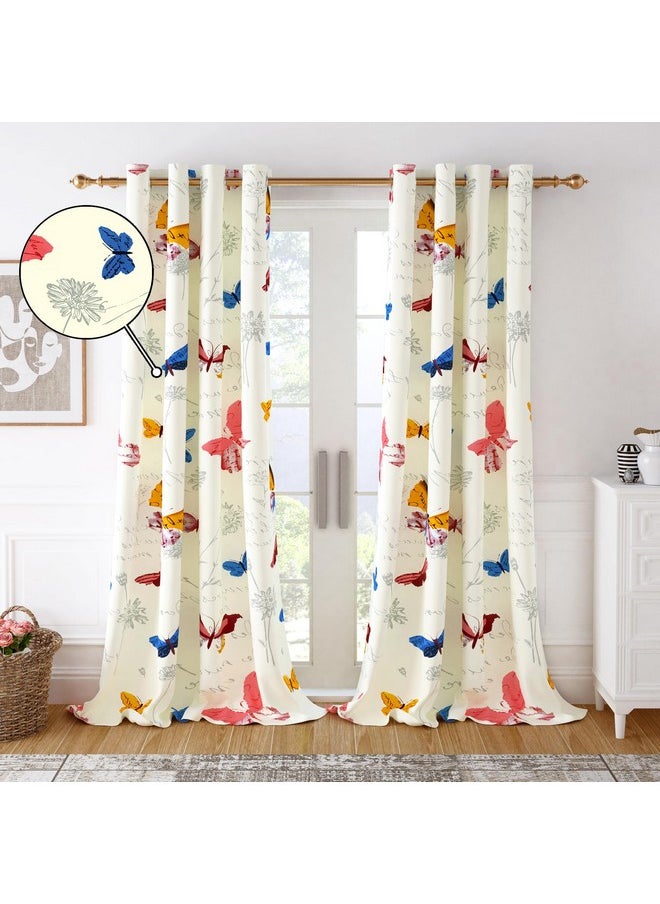 Story@Home Story@Home Long Door Curtains 9 Feet Set of 1 | Bohemian Curtains | Floral Design Cotton Curtain | Light Filtering Curtains for Living Room | (116 x 275 cm, White & Blue) | Perfect for Home Decor  - Image 1