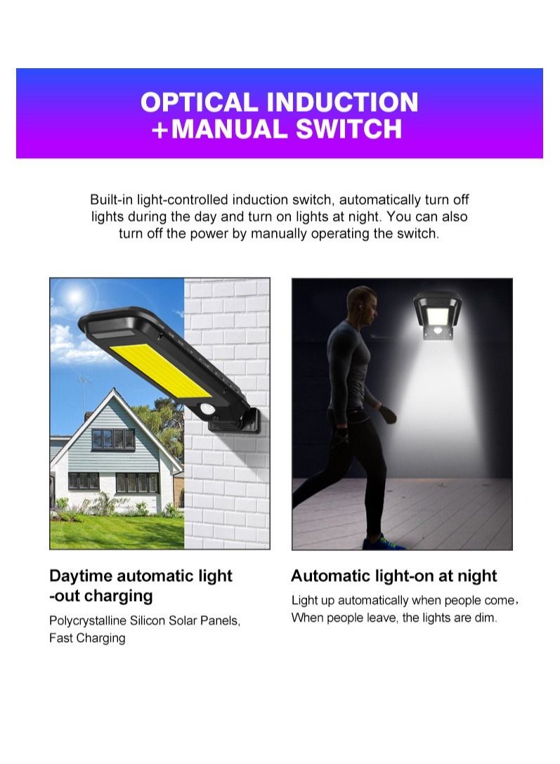 توبيز مصباح حائط LED / COB يعمل بالطاقة الشمسية مستشعر الأشعة تحت الحمراء مستشعر حركة PIR IP65 في الهواء الطلق وول ستريت ضوء مقاوم للماء - Image 4