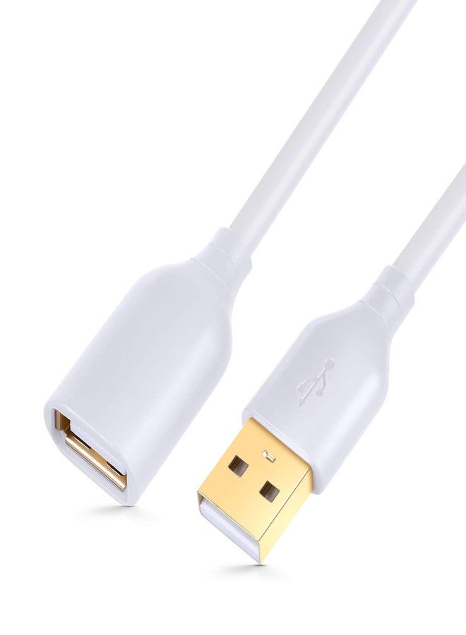 Besgoods كابل تمديد USB من بيسغود بطول 10 قدم نوع A ذكر إلى أنثى USB 2.0 مع موصلات مطلية بالذهب، أبيض - Image 1