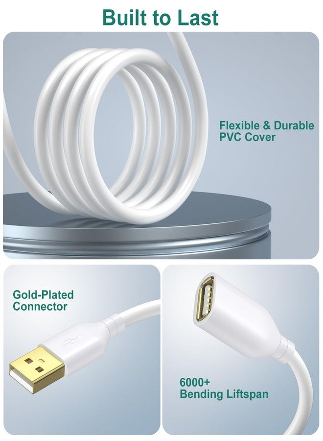 Besgoods كابل تمديد USB من بيسغود بطول 10 قدم نوع A ذكر إلى أنثى USB 2.0 مع موصلات مطلية بالذهب، أبيض - Image 5