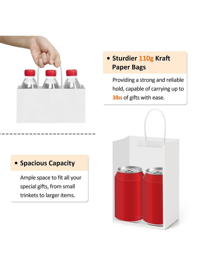 BagDream Small Paper Gift Bags 50Pcs 5.25x3x8 Inches Kraft Paper Bags Party Favor Bags Shopping Bags Kraft Bags White Paper Gift Bags with Handles Bulk - Image 3