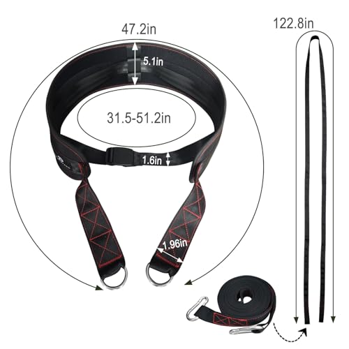 powerfeng Sled Pulling Belt for Pulling Backwards: Adjustable Sled Belts for Resistance Training Strength Training & Agility Training with 2 Sled Pulling Straps & 4 Hooks - Image 2