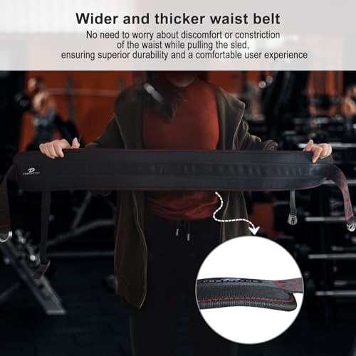 powerfeng Sled Pulling Belt for Pulling Backwards: Adjustable Sled Belts for Resistance Training Strength Training & Agility Training with 2 Sled Pulling Straps & 4 Hooks - Image 3