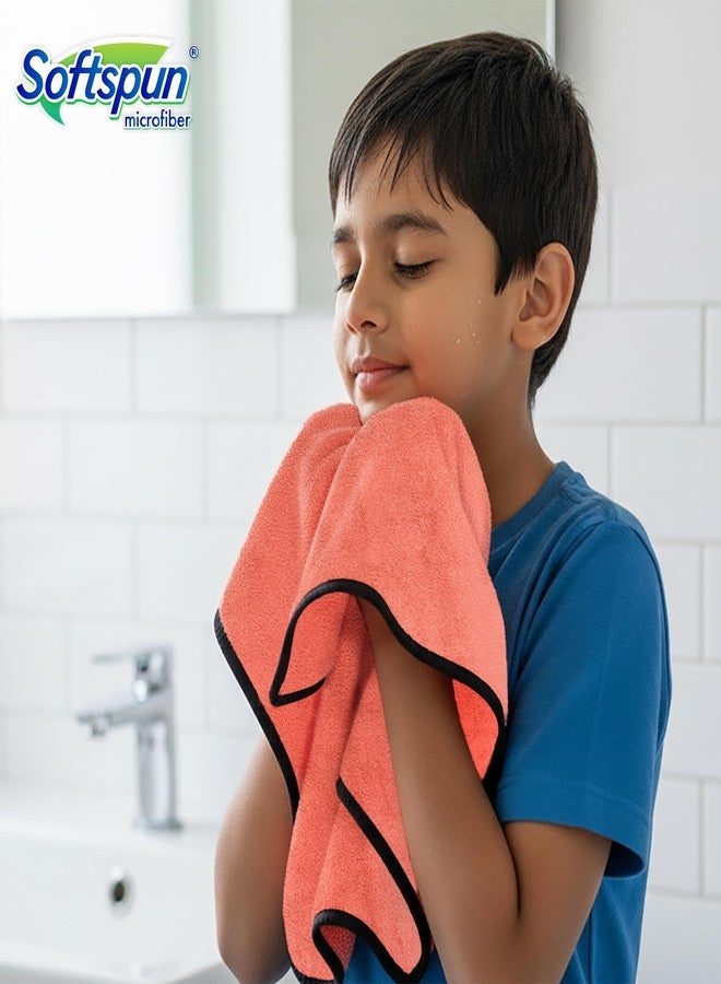 SOFTSPUN Microfiber Baby Hand & Face Towel 2 Pcs 280 GSM 40X60 Peach | Super Soft & Silky for Hand, Face, Body - Hypoallergenic Sensitive Skin Wipes & Washcloths - Image 3