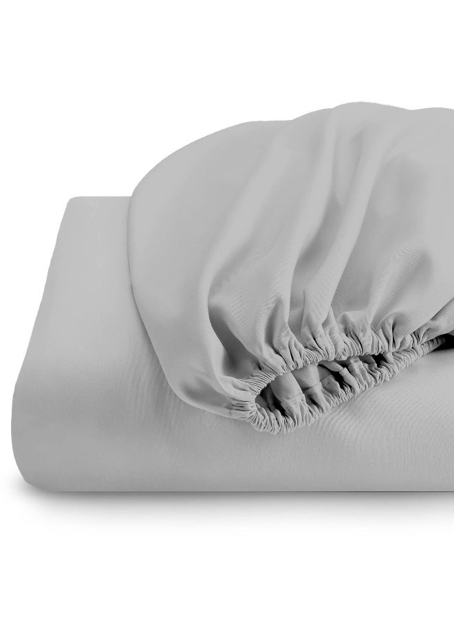 Rest - Fitted Bedsheet 120X200+25Cm Breathable Plush Grey Fabric With Deep Pockets Machine Washable For Optimal Protection - Image 1