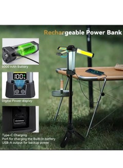 MOCOM Rechargeable LED Camping and Work Light with Stand – 2000 Lumen Brightness, 3 COB Lamp Heads, Detachable Tripod, Magnetic Mount, Battery Display & Power Bank for Outdoor and Emergency Use  - Image 4