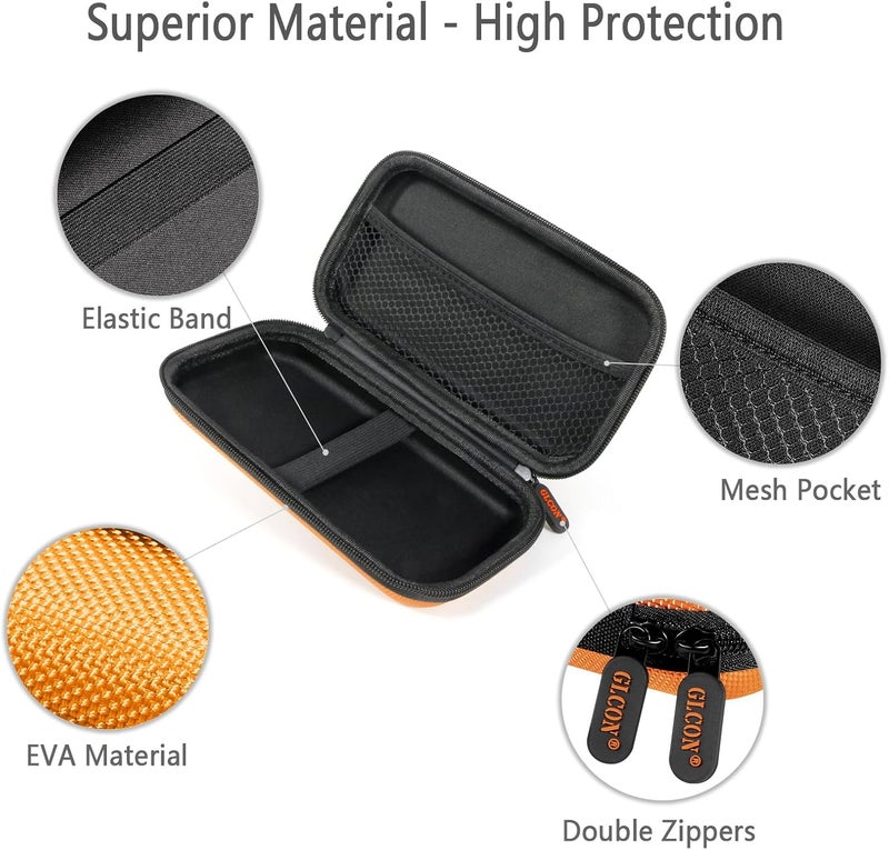 GLCON Orange Shockproof Hard EVA Carrying Case Travel Pouch for External Hard Drive, Power Bank, Cell Phone, Cable, Cord - Portable Small Electronic Accessories Organizer Storage Zipper Pouch - Image 4