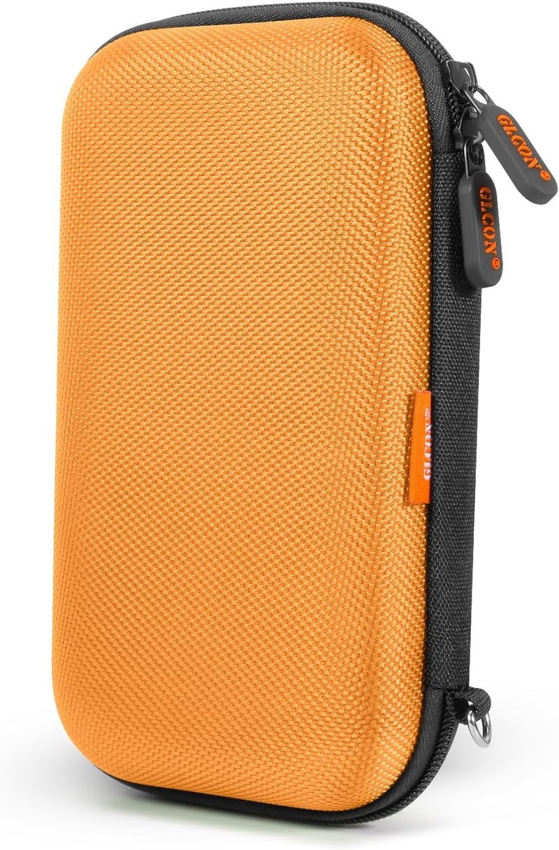 GLCON Orange Shockproof Hard EVA Carrying Case Travel Pouch for External Hard Drive, Power Bank, Cell Phone, Cable, Cord - Portable Small Electronic Accessories Organizer Storage Zipper Pouch - Image 1