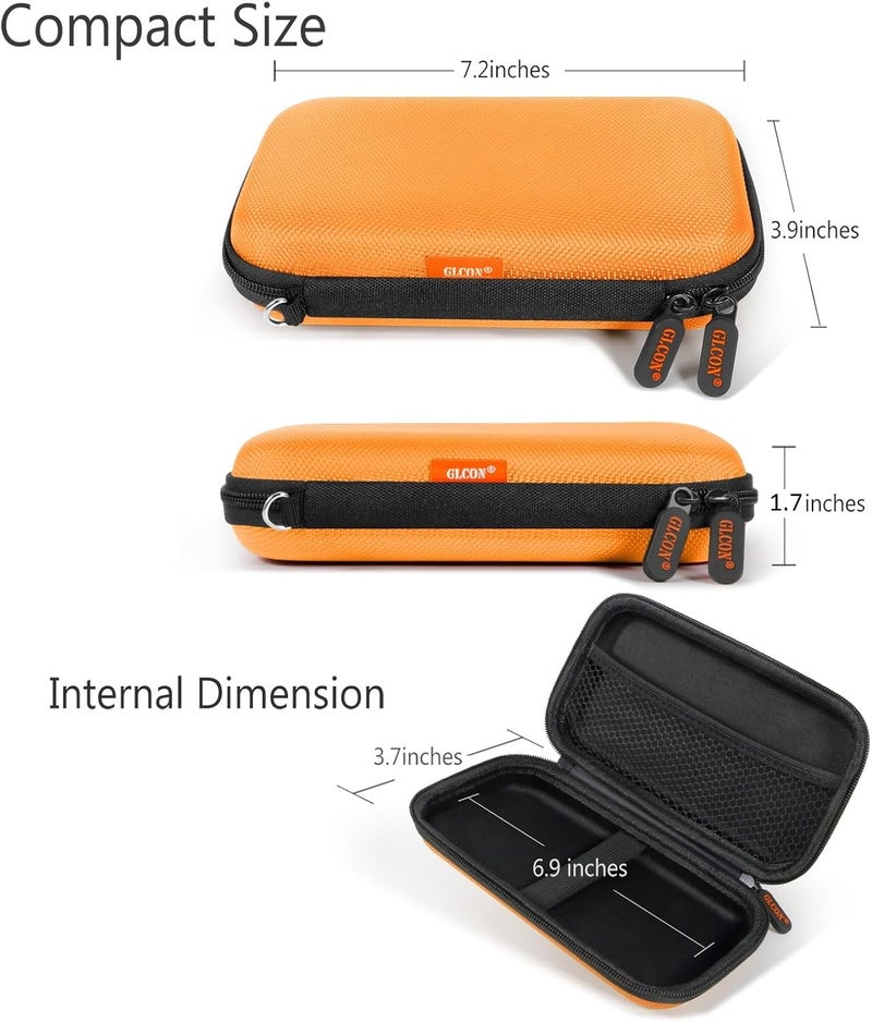 GLCON Orange Shockproof Hard EVA Carrying Case Travel Pouch for External Hard Drive, Power Bank, Cell Phone, Cable, Cord - Portable Small Electronic Accessories Organizer Storage Zipper Pouch - Image 3