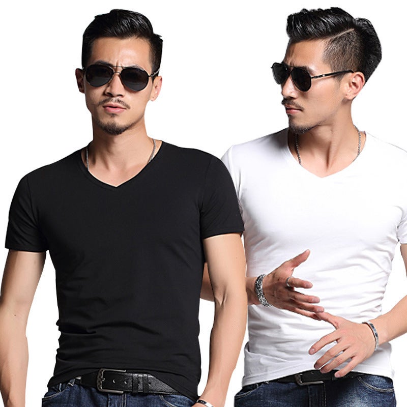 Factory Direct Sales Summer Short-Sleeved T-Shirt for Men Korean Style Trendyy Youth Tight Sports Pure Color Round Neck T-Shirt Trendy Clothing for Men - Image 2