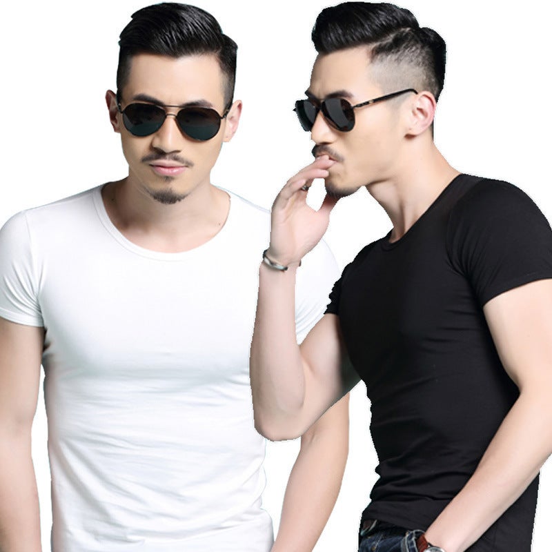 Factory Direct Sales Summer Short-Sleeved T-Shirt for Men Korean Style Trendyy Youth Tight Sports Pure Color Round Neck T-Shirt Trendy Clothing for Men - Image 4