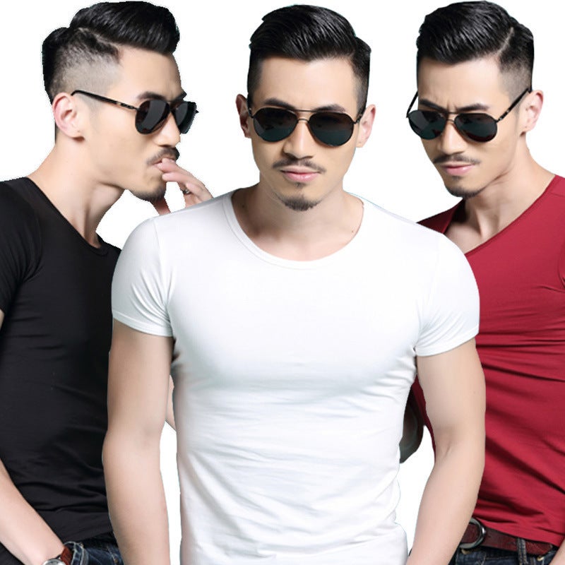 Factory Direct Sales Summer Short-Sleeved T-Shirt for Men Korean Style Trendyy Youth Tight Sports Pure Color Round Neck T-Shirt Trendy Clothing for Men - Image 3