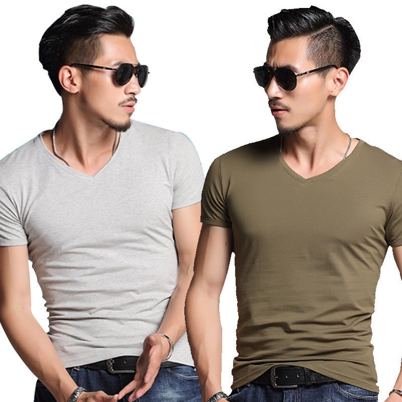 Factory Direct Sales Summer Short-Sleeved T-Shirt for Men Korean Style Trendyy Youth Tight Sports Pure Color Round Neck T-Shirt Trendy Clothing for Men - Image 5