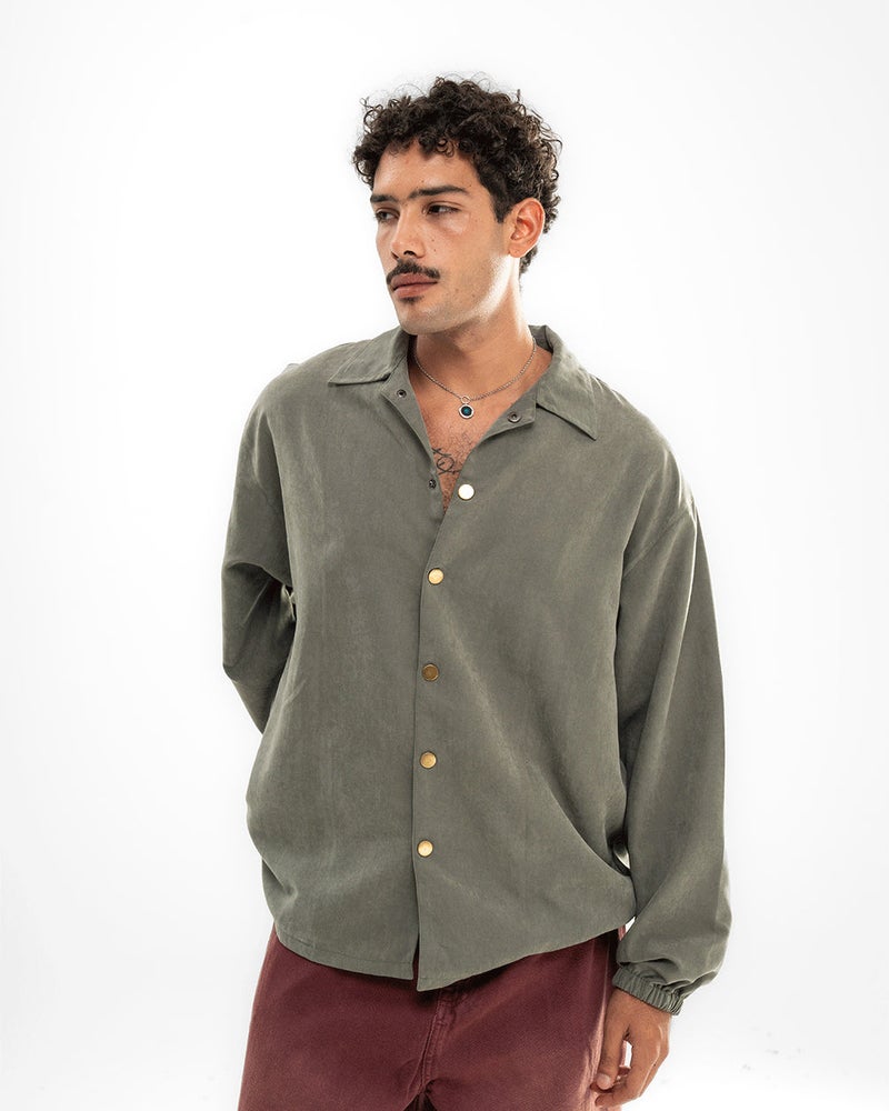 In Your Shoe Olive Oversized Textured Windbreaker - Image 5