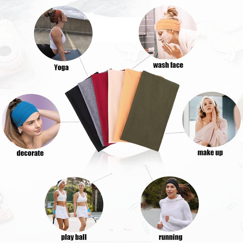أطواق رأس بوهو مرنة عريضة غير قابلة للانزلاق 6 قطع للنساء والفتيات | إكسسوارات شعر عصرية لليوغا، التمارين، الجري، والرياضة - Image 5