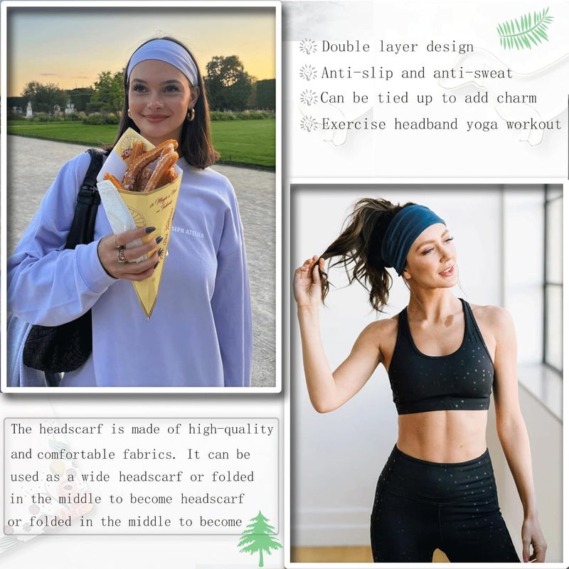 أطواق رأس بوهو مرنة عريضة غير قابلة للانزلاق 6 قطع للنساء والفتيات | إكسسوارات شعر عصرية لليوغا، التمارين، الجري، والرياضة - Image 3