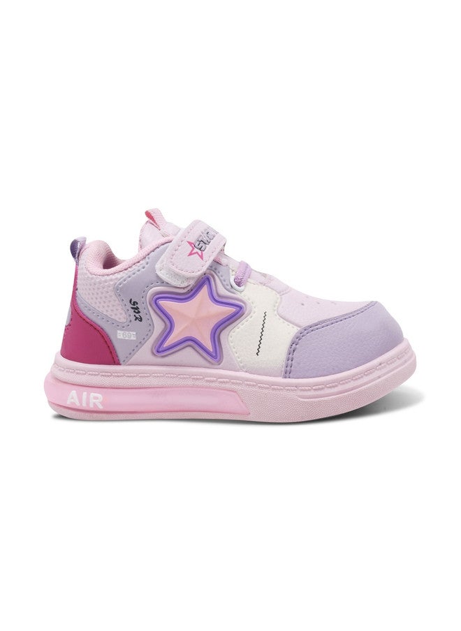 KATS Girls Colourblocked Pink Sneakers with Velcro Closure - Image 3