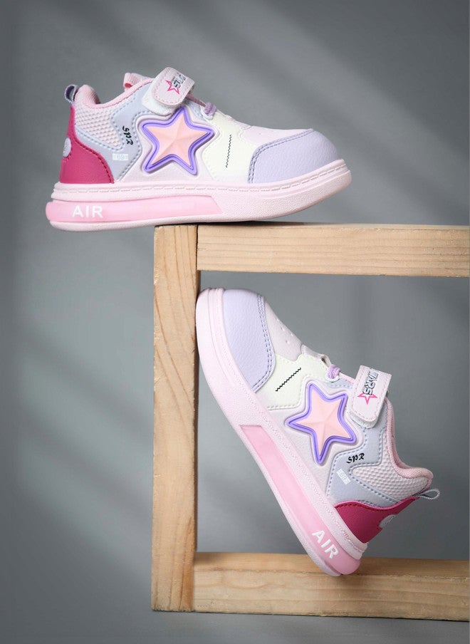 KATS Girls Colourblocked Pink Sneakers with Velcro Closure - Image 2