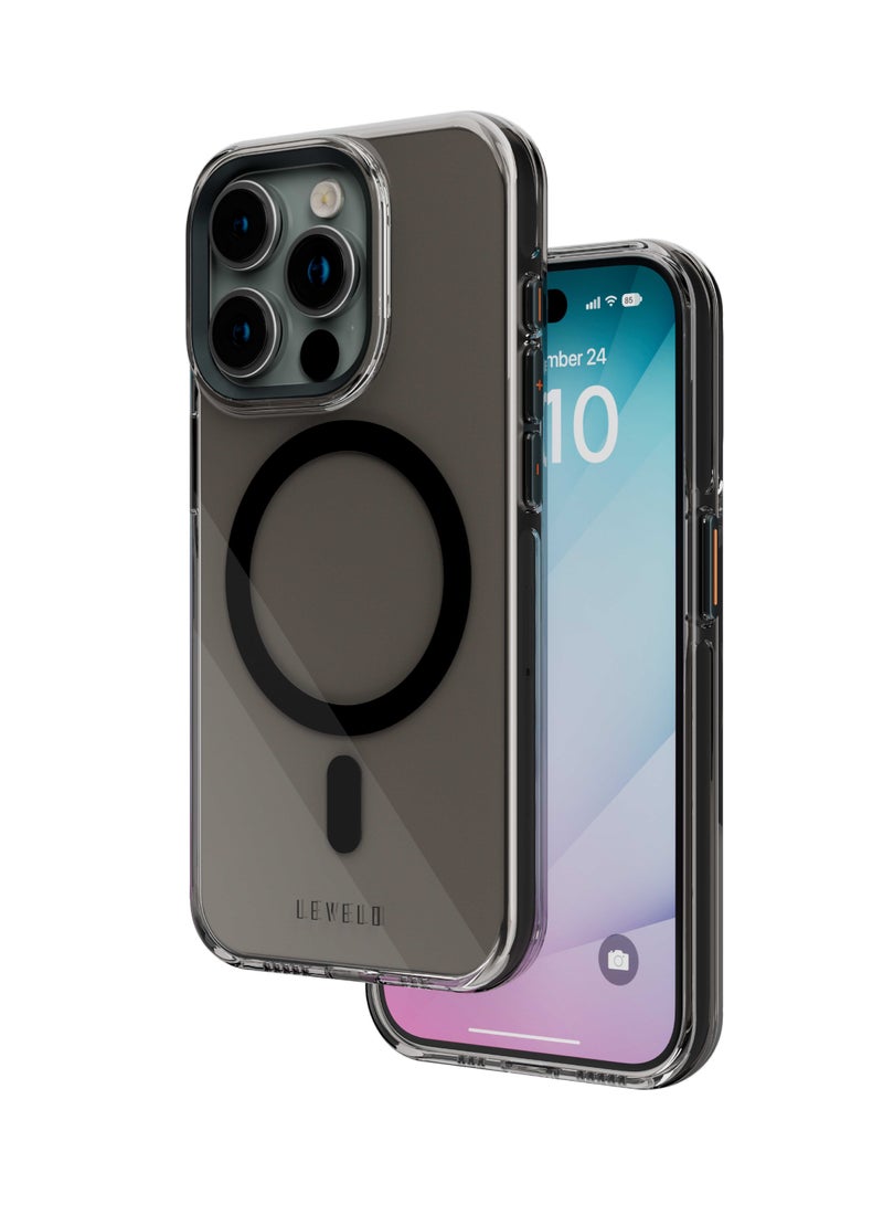 LEVELO iPhone 15 Plus Hard Case Allure 3H Anti-Scratch MagSafe Back Cover / Anti Scratch / High Transparency 3H / Shock-Proof Edges / Reinforced Corners with Airguard - Clear - Image 1