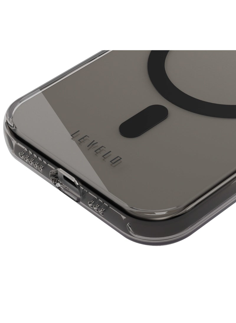LEVELO iPhone 15 Plus Hard Case Allure 3H Anti-Scratch MagSafe Back Cover / Anti Scratch / High Transparency 3H / Shock-Proof Edges / Reinforced Corners with Airguard - Clear - Image 2