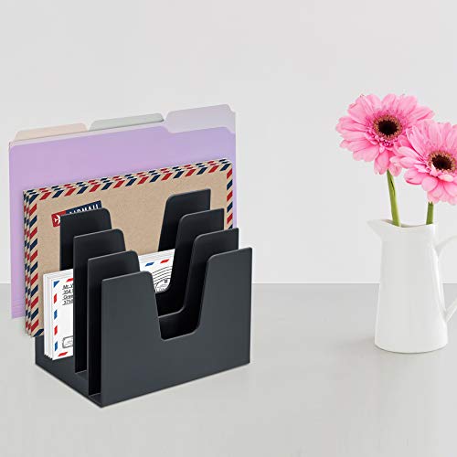 Acrimet 5 Section Incline File Sorter Organizer, Mail, Folder, Letter Desk Organizer, Rack for Office Organization Desktop (Plastic) (Black Color) - Image 3