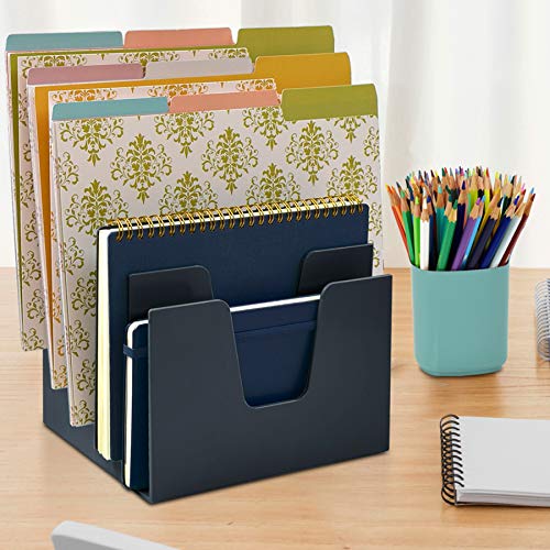 Acrimet 5 Section Incline File Sorter Organizer, Mail, Folder, Letter Desk Organizer, Rack for Office Organization Desktop (Plastic) (Black Color) - Image 5