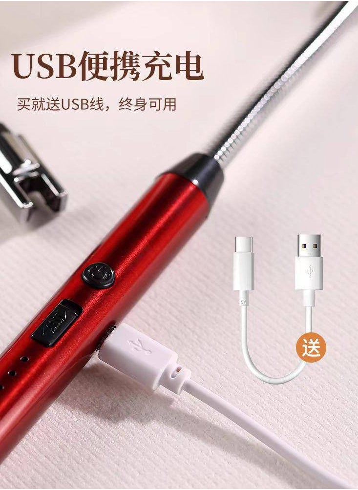 Generic - The electronic lighter is a lighter that works without fire, without gas. It can be lit in a stove, wax, or oven. It has a long and flexible zipper. It is lightweight and has a safety lock that does not go out in the air. With a USB charger. - Image 1