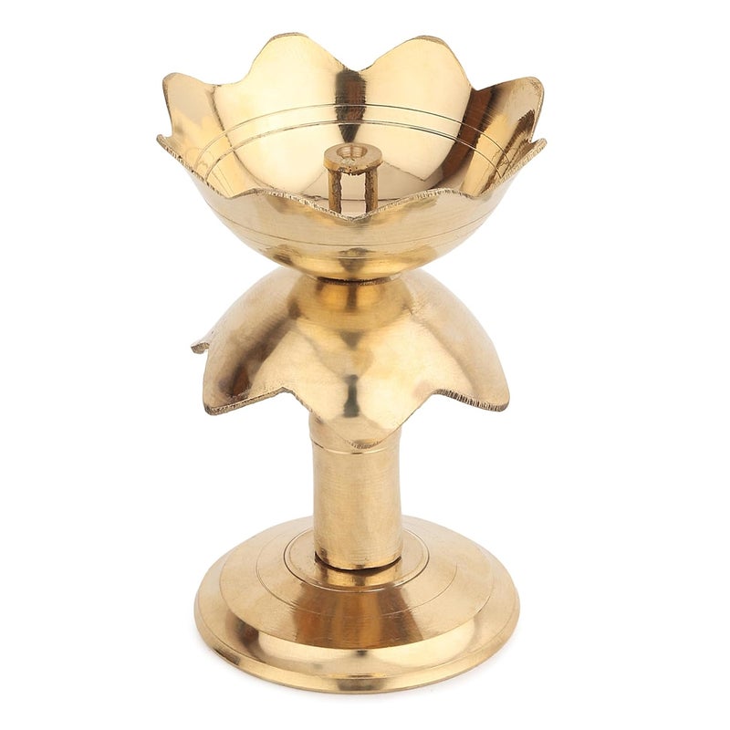 DOKCHAN DOKCHAN Pure Brass 4 Inch Lotus Stand Diya Pack 02 - Image 1