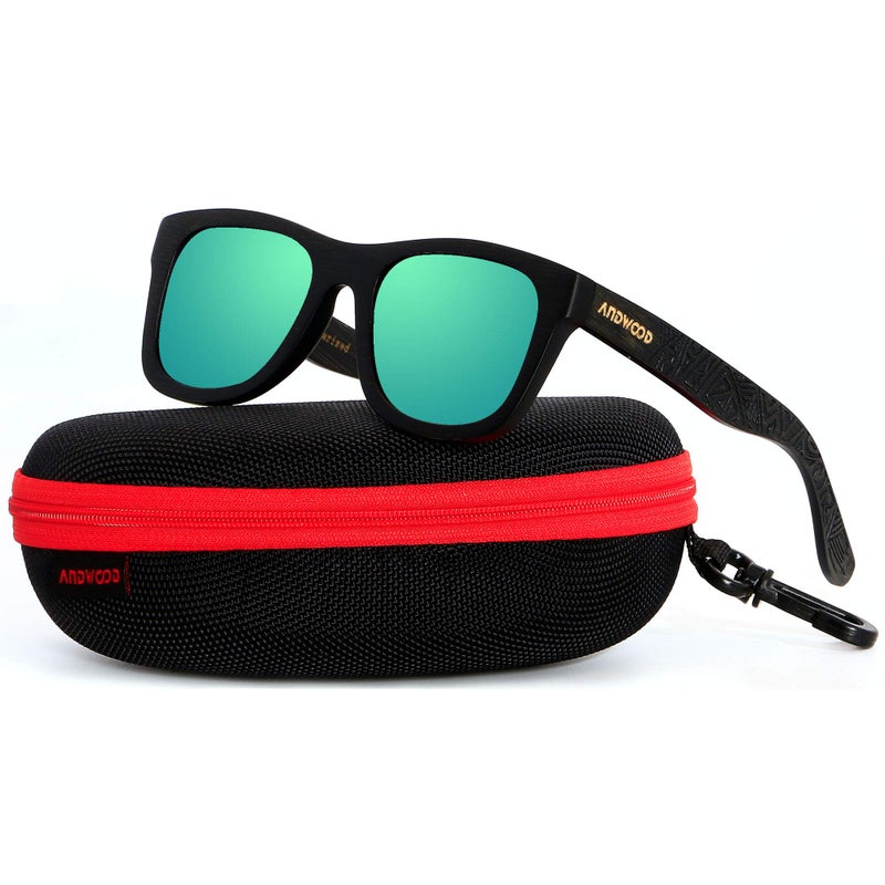 ANDWOOD Bamboo Sunglasses Floating for Men Women Wood Sunglass Wooden Frame Polarized Vintage Handmade Mirrored - Image 2
