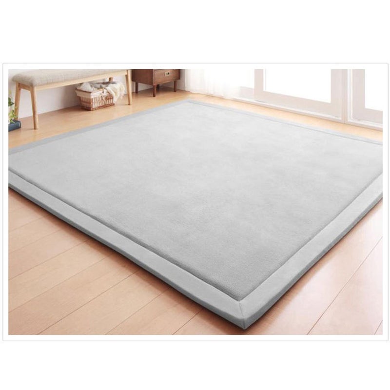 Loartee Coral Velvet Crawling Rug (6.0'x 6'8", Gray) for Toddler Children Play Area Rugs Yoga Mat Exercise Pads Carpet - Image 1