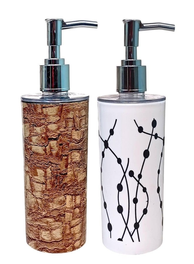 LAGET® Liquid Soap Dispenser/Shampoo/Bottle Set with Pump for handwash in Bathroom, Kitchen Sink Chrome Finish top(Pack of 2) White and Brown - Image 3