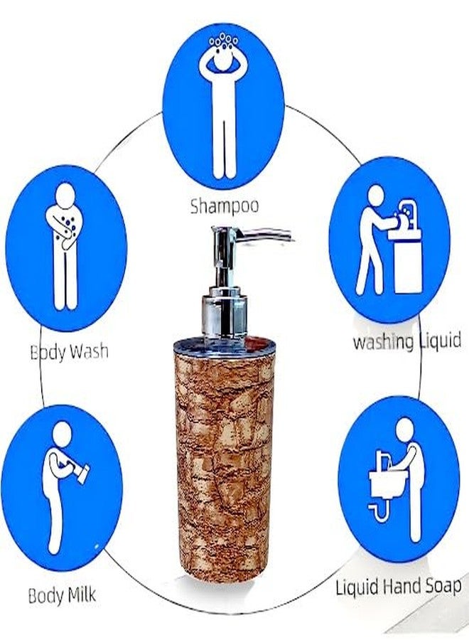 LAGET® Liquid Soap Dispenser/Shampoo/Bottle Set with Pump for handwash in Bathroom, Kitchen Sink Chrome Finish top(Pack of 2) White and Brown - Image 2