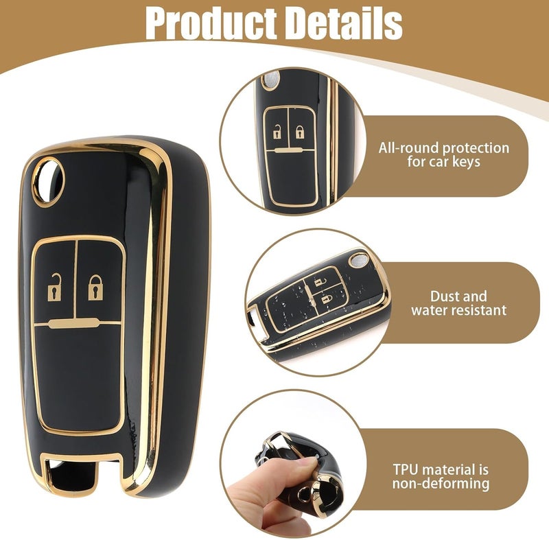 RTDHO Car Key Cover Case for Vauxhall with Keychain and Screwdriver - Black TPU Protection Shell - Image 3