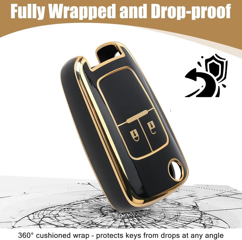 RTDHO Car Key Cover Case for Vauxhall with Keychain and Screwdriver - Black TPU Protection Shell - Image 4