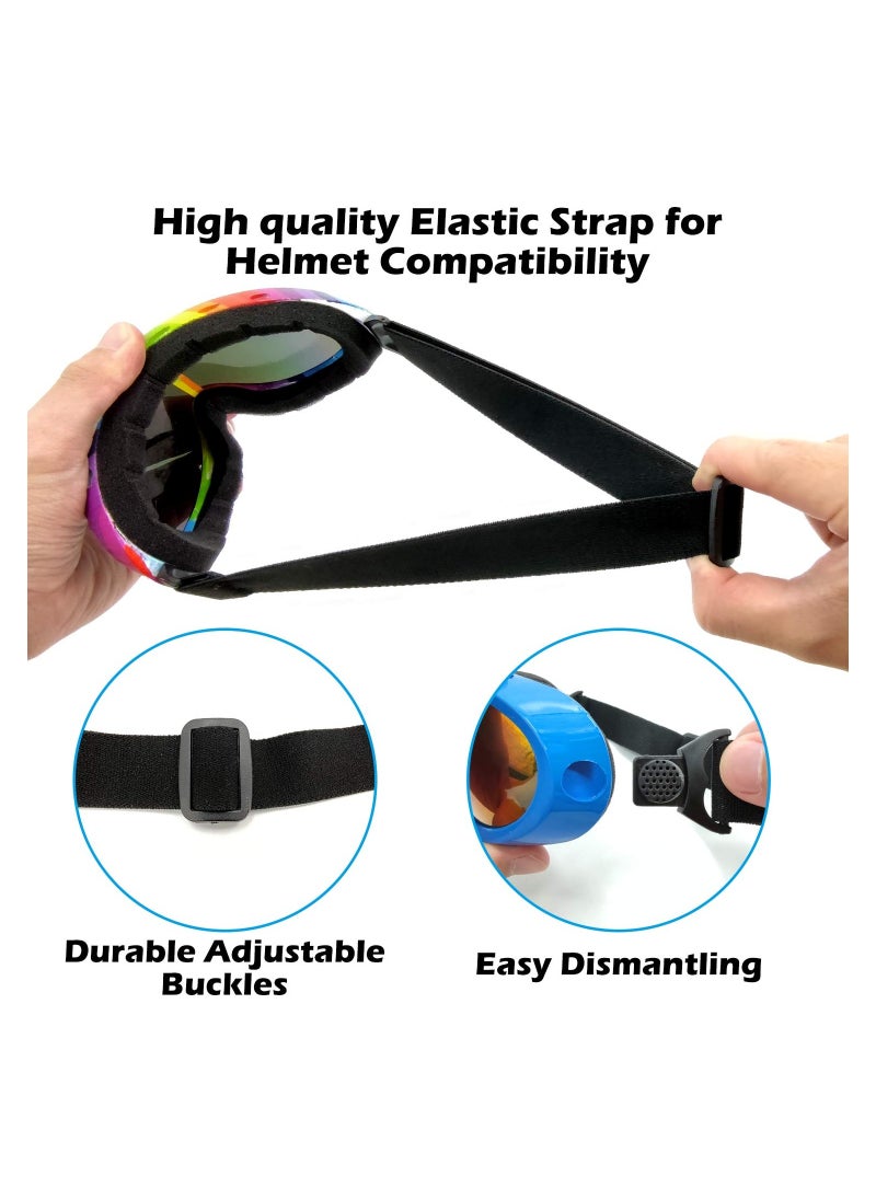 SYOSI SYOSI 4 Pcs Ski Snowboard Goggles, Anti Fog Glare Adjustable Strap, for Men Women Kids Youth Winter Outdoor Sport Skiing, Snowboarding, Skating, Motorcycling  - Image 2