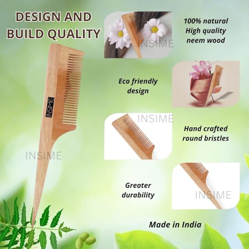 INSIME Wooden Tail hair comb for women hair styling | Rat tail hair styling professional comb for Women & Men - Image 3
