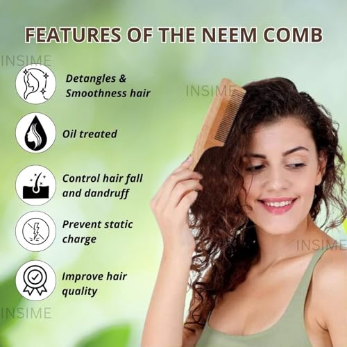 INSIME Wooden Tail hair comb for women hair styling | Rat tail hair styling professional comb for Women & Men - Image 2