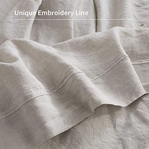 Simple&Opulence 100% French Linen Pillowcase Queen Size-Set of 2- Washed Solid Color Pillow Cases Embroidered -Soft and Durable (Linen, 20''x30'') - Image 2