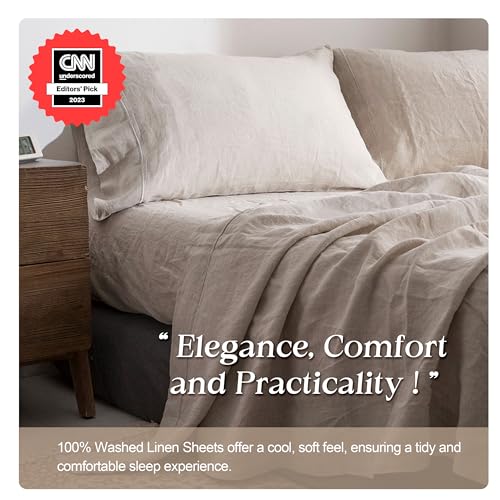 Simple&Opulence 100% French Linen Pillowcase Queen Size-Set of 2- Washed Solid Color Pillow Cases Embroidered -Soft and Durable (Linen, 20''x30'') - Image 4