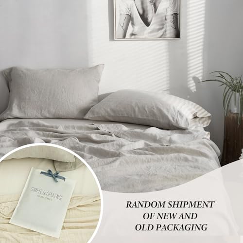 Simple&Opulence 100% French Linen Pillowcase Queen Size-Set of 2- Washed Solid Color Pillow Cases Embroidered -Soft and Durable (Linen, 20''x30'') - Image 5
