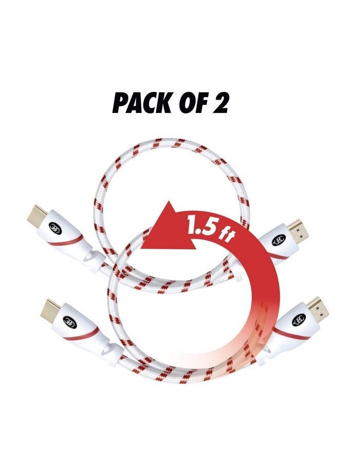 Ultra Clarity Cables - 4K Hdmi Cable 1.5 Ft 2 Pack 4K Resolution Uhd Supports Ethernet Hdr Video Ultra Hd Bandwidth 18Gbps Arc Hdcp 2.2 Compliant High Speed Hdmi Cable 1.5 Feet - Image 1