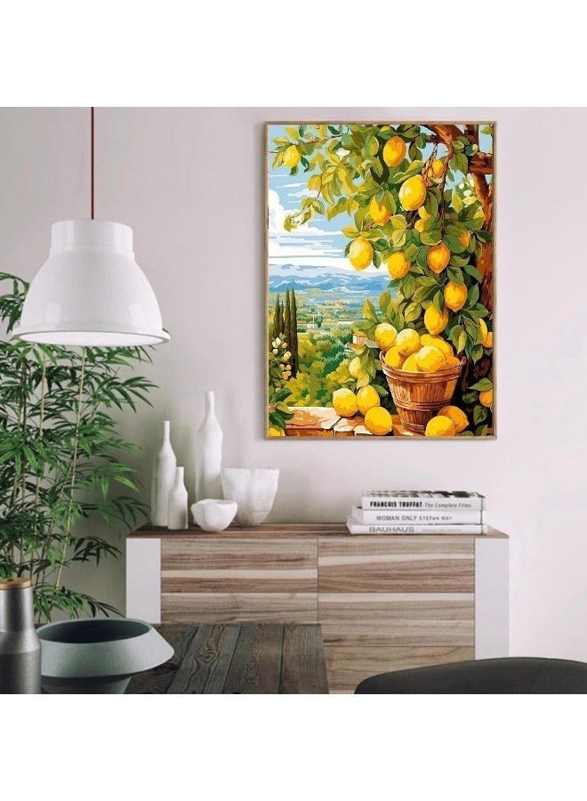 مجموعة أدوات الرسم الرقمي لشجرة الليمون للبالغين ، لوحة زيت على قماش DIY ، ديكور جدران المنزل الفني ، الفن الرقمي الصديق للمبتدئين ، 16x20 بوصة - Image 3