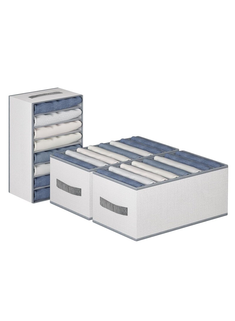 Arabest 3 Pack Wardrobe Clothes Organizer, 8 Grids Waterproof Mesh Closet Organizer for Jeans, Foldable Washable Closet Storage Box for Clothes Wardrobe Home Bedroom Office  - Image 1