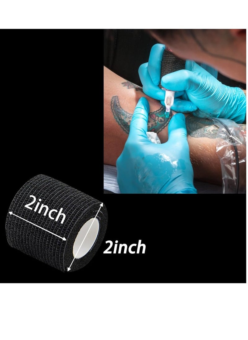 ARC Tattoo Machine Tape, 6 Pcs Self-Adhesive Bandage 2" x 5 Yards Tattoo Grip Wrap Cover Breathable Cohesive Elastic Bandage Rolls for Tattoo Machine Tube Accessories, Sports Tape (6Pcs Mixed)  - Image 2