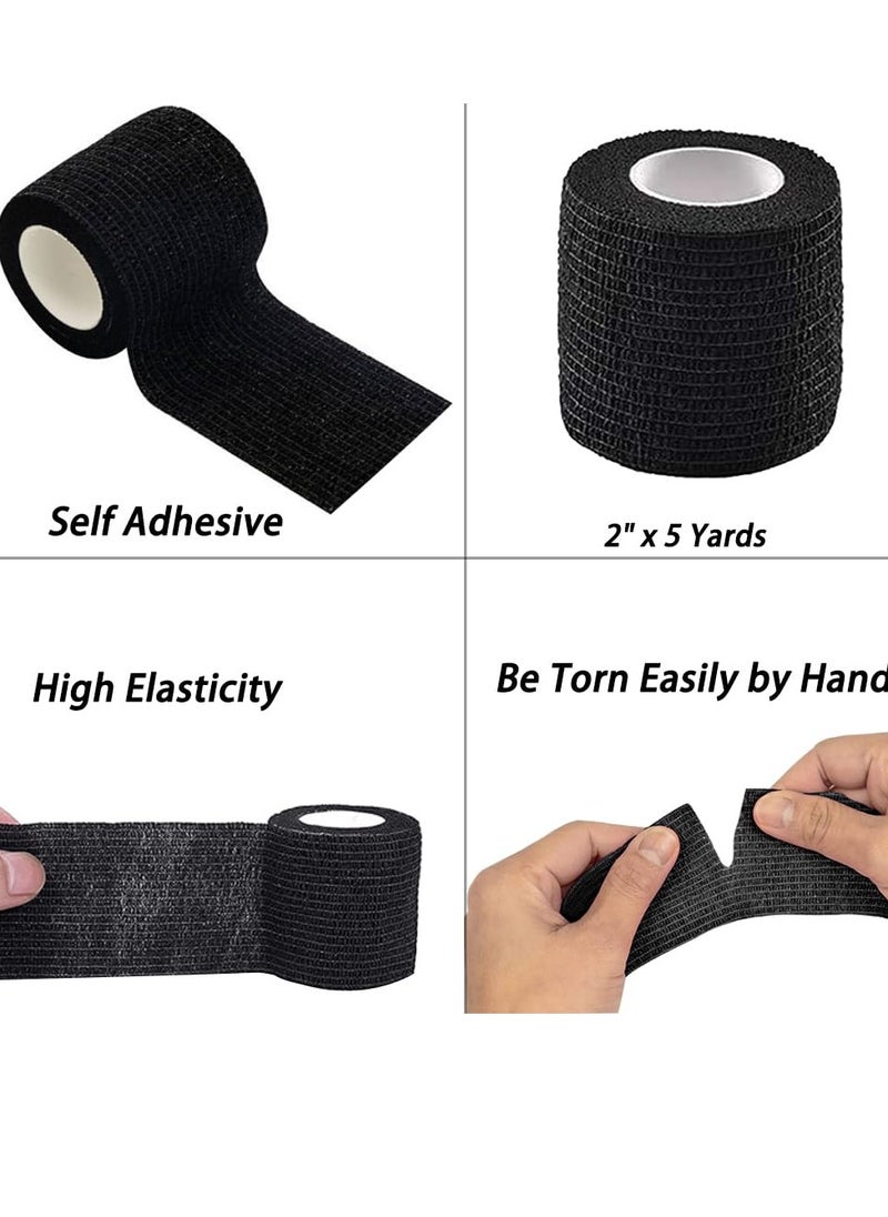 ARC Tattoo Machine Tape, 6 Pcs Self-Adhesive Bandage 2" x 5 Yards Tattoo Grip Wrap Cover Breathable Cohesive Elastic Bandage Rolls for Tattoo Machine Tube Accessories, Sports Tape (6Pcs Mixed)  - Image 4