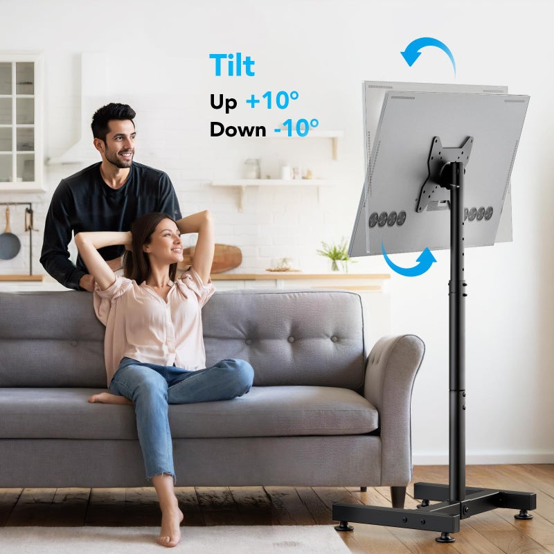 AX WABER TV Floor Stand for 13-50 inch Screens Holds up to 77lbs, Tilting and Height Adjustable Monitor Floor Stand Mount,Tall Standing TV Stand for Bedroom, Dorm Room, Office, Max VESA 200x200mm - Image 4