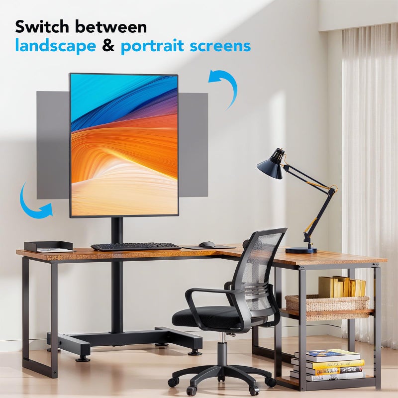 AX WABER TV Floor Stand for 13-50 inch Screens Holds up to 77lbs, Tilting and Height Adjustable Monitor Floor Stand Mount,Tall Standing TV Stand for Bedroom, Dorm Room, Office, Max VESA 200x200mm - Image 3