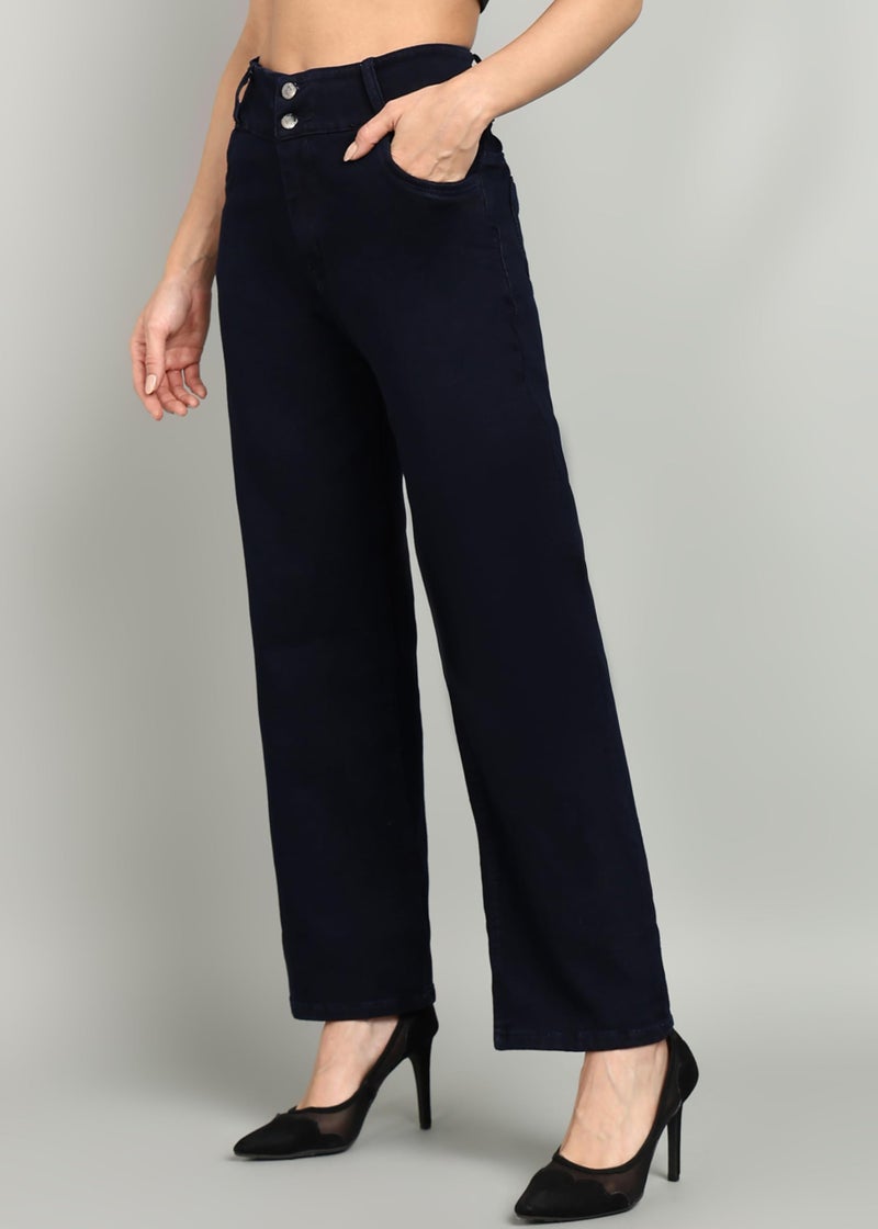 Nifty Women's Denim Stretchable 2-Button Straight Fit Jeans (1472_BLU_28_Blue_28) - Image 2