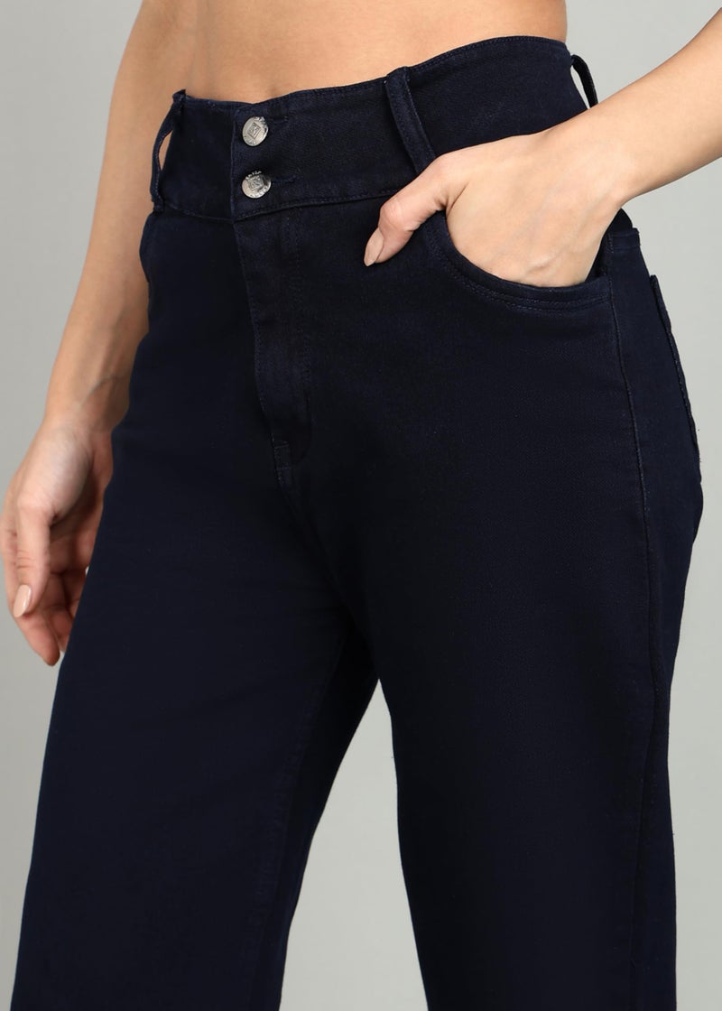 Nifty Women's Denim Stretchable 2-Button Straight Fit Jeans (1472_BLU_28_Blue_28) - Image 5